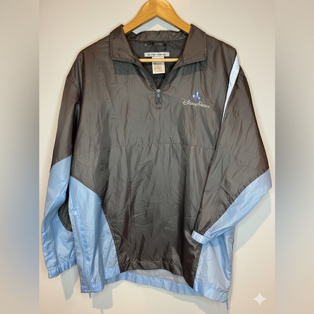 Disney Parks Windbreaker Pullover Gray Blue Half Zip Unisex Adult Size XS - Picture 3 of 9